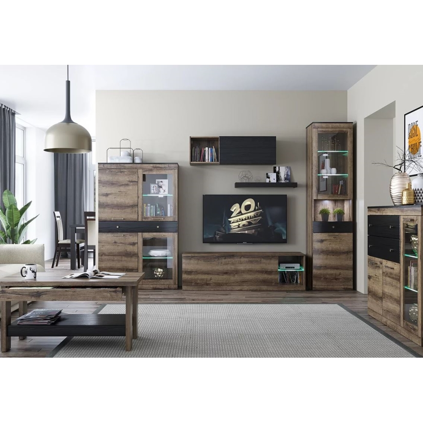 Zidna polica LANDU 6x80 cm hrast samostanski