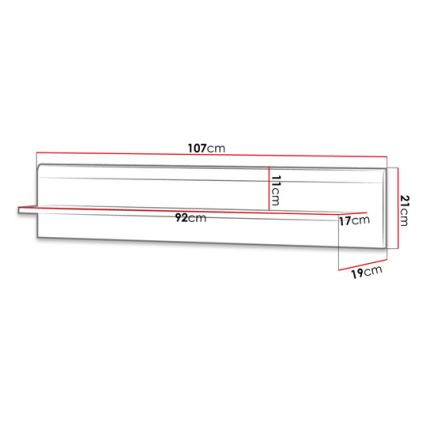 Zidna polica PRIME 12x104 cm hrast riviera/bijela