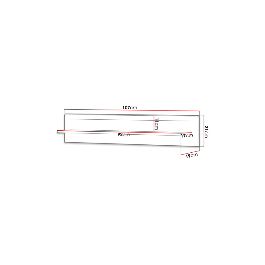 Zidna polica PRIME 12x104 cm hrast riviera/bijela