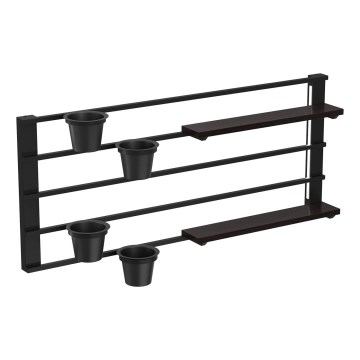 Zidna polica s teglama za cvijeće i LED osvjetljenjem SHELF 50x118 cm crna/borovina