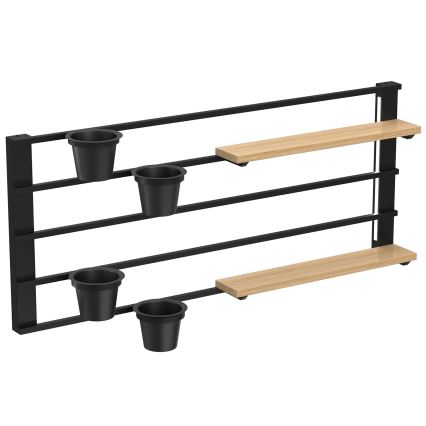 Zidna polica s teglom za cvijeće i LED rasvjetom SHELF 50x118 cm crna/bež/bor