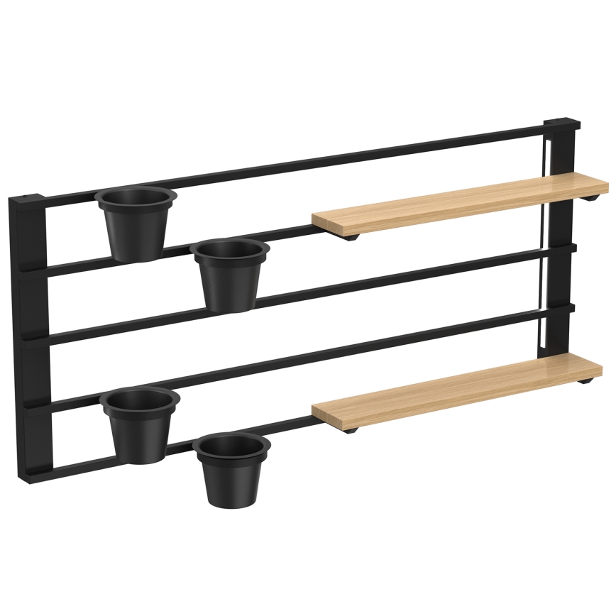 Zidna polica s teglom za cvijeće i LED rasvjetom SHELF 50x118 cm crna/bež/bor