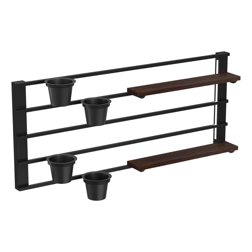 Zidna polica s teglom za cvijeće i LED rasvjetom SHELF 50x118 cm crna/smeđa/bor