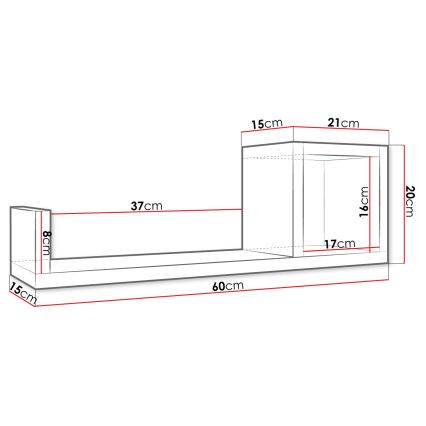 Zidna polica SILETO 20x60 cm hrast sonoma