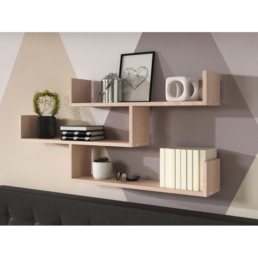Zidna polica TRIO 119x55x18 cm hrast sonoma
