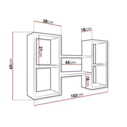 Zidna polica TRIO 60x102 cm hrast sonoma