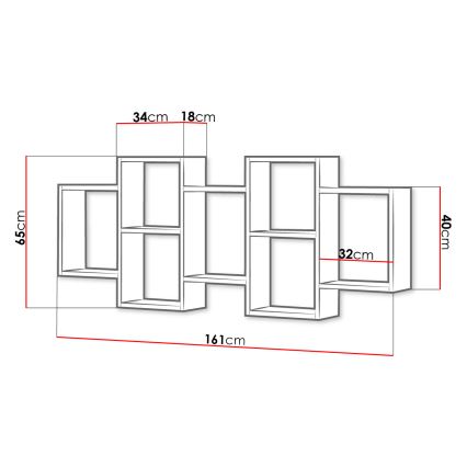 Zidna polica TRIO 65x161 cm hrast sonoma