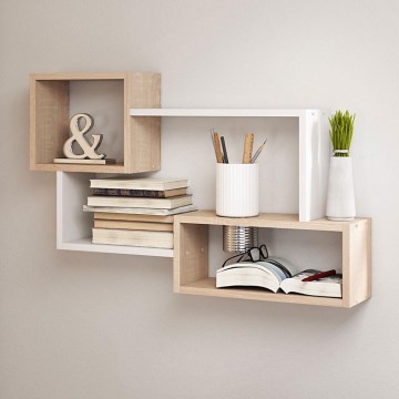 Zidna polica TRIO 87x54x18 cm hrast sonoma/bijela
