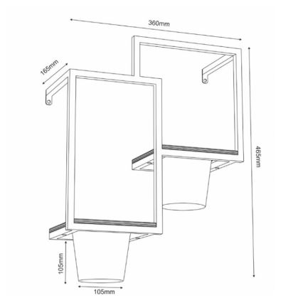 Zidna posuda za cvijeće 46x36 cm crna
