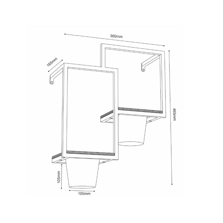 Zidna posuda za cvijeće 46x36 cm crna