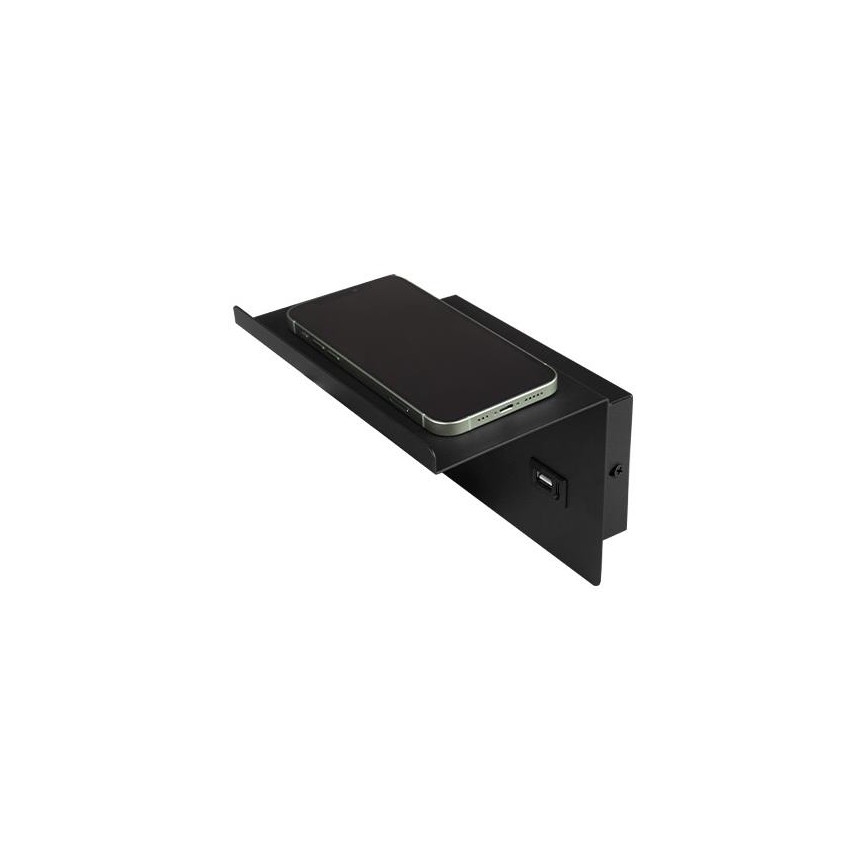 Zidna reflektorska svjetiljka s policom i USB punjačem 1xG9/35W/230V crna/zlatna