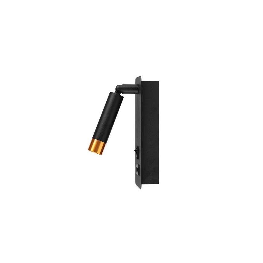 Zidna reflektorska svjetiljka s USB punjačem 1xG9/35W/230V crna/zlatna