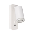 Zidna reflektorska svjetiljka s USB punjačem 1xGU10/35W/230V bijela