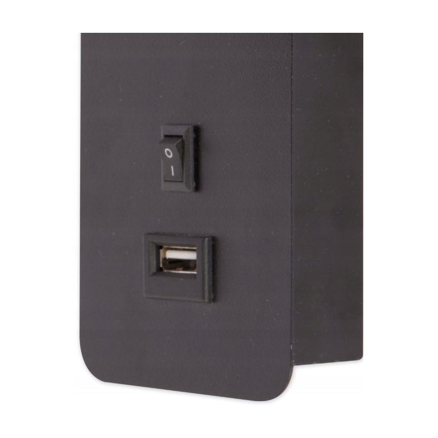 Zidna reflektorska svjetiljka s USB punjačem 1xGU10/35W/230V crna