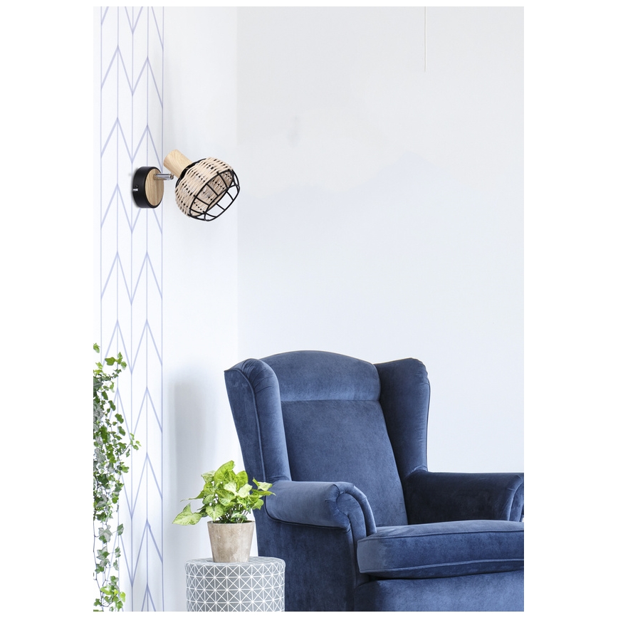 Zidna reflektorska svjetiljka TAJGA 1xE14/40W/230V ratan/crna