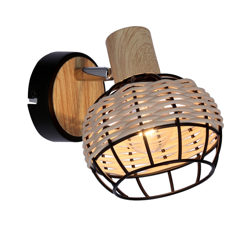 Zidna reflektorska svjetiljka TAJGA 1xE14/40W/230V ratan/crna