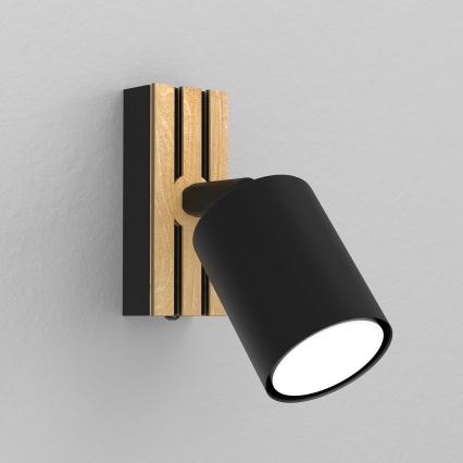Zidna reflektorska svjetiljka TERRA 1xGU10/8W/230V crna/hrast