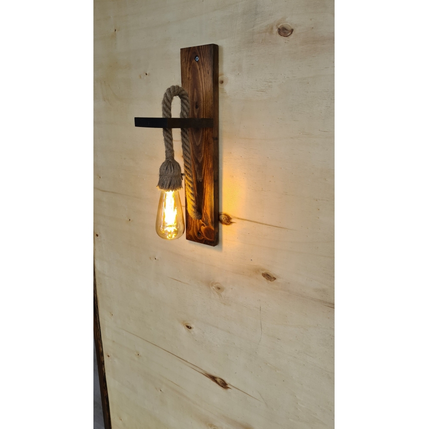 Zidna svjetiljka AHSAP 1xE27/40W/230V borovina, orah