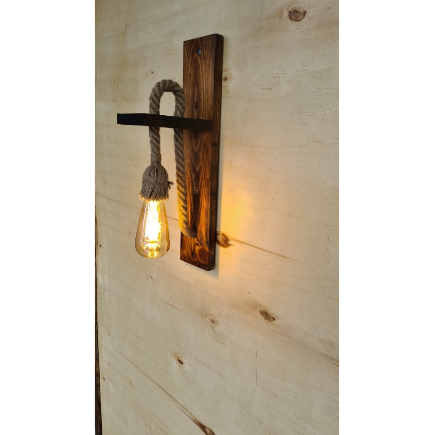 Zidna svjetiljka AHSAP 1xE27/40W/230V borovina, orah