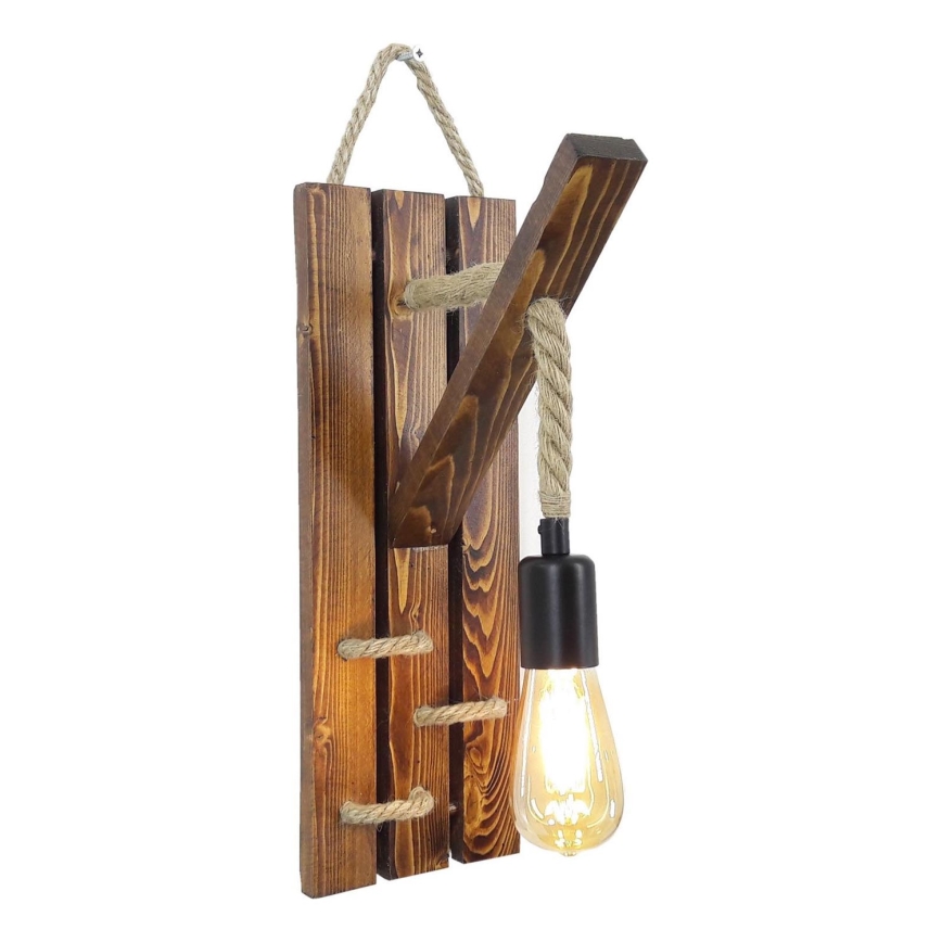 Zidna svjetiljka AHSAP 1xE27/40W/230V, borovina/orah