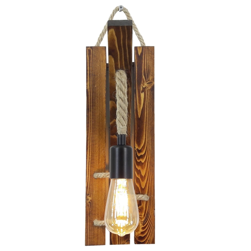 Zidna svjetiljka AHSAP 1xE27/40W/230V, borovina/orah
