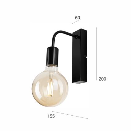 Zidna svjetiljka ASTRID 1xE27/60W/230V sjajna crna