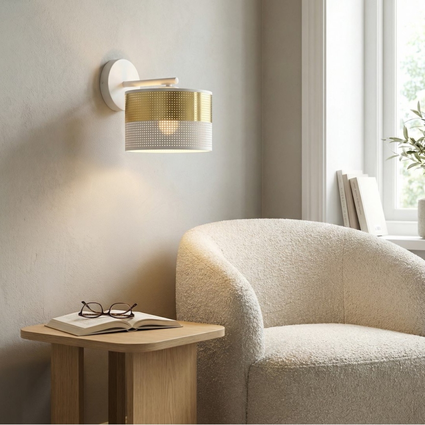 Zidna svjetiljka LUX 1xE27/15W/230V bijela/zlatna