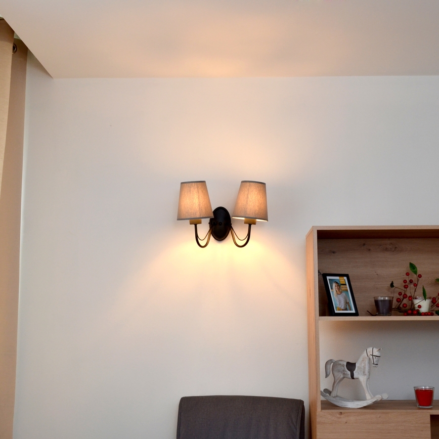 Zidna svjetiljka MALBO 2xE27/15W/230V siva/crna