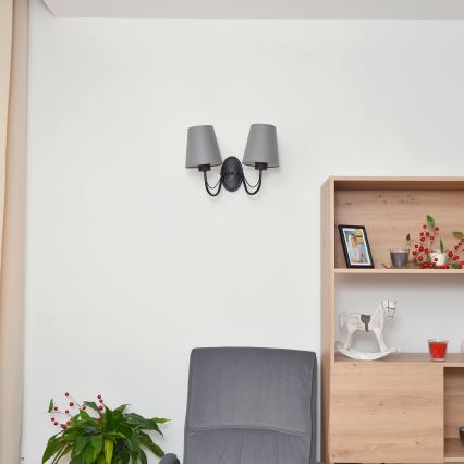 Zidna svjetiljka MALBO 2xE27/15W/230V siva/crna