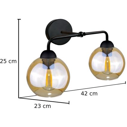 Zidna svjetiljka MELLE BLACK 2xE27/60W/230V