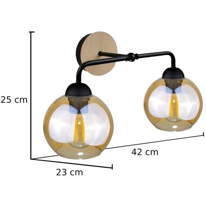 Zidna svjetiljka MELLE WOOD 2xE27/60W/230V