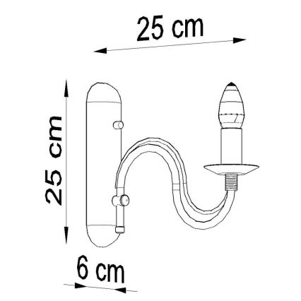 Zidna svjetiljka MINERWA 1xE14/40W/230V crna