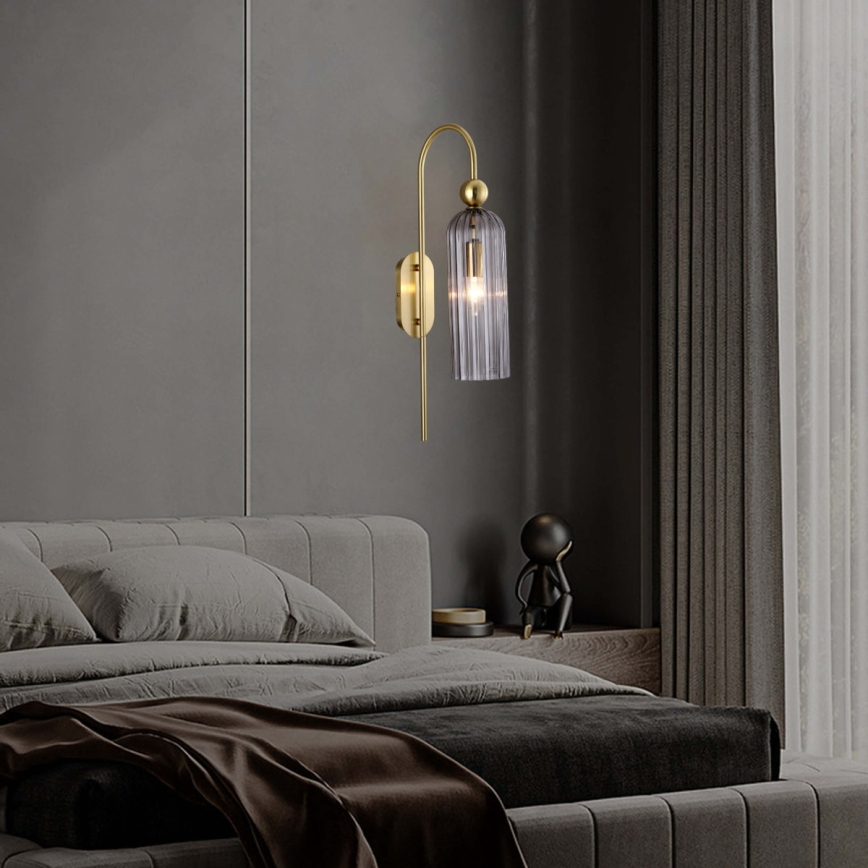 Zidna svjetiljka PIEGA 1xE14/40W/230V mesing/zadimljeno crna