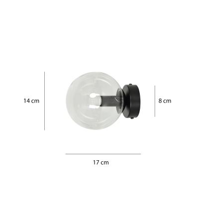 Zidna svjetiljka ROSSI 1xE14/10W/230V crna/prozirna