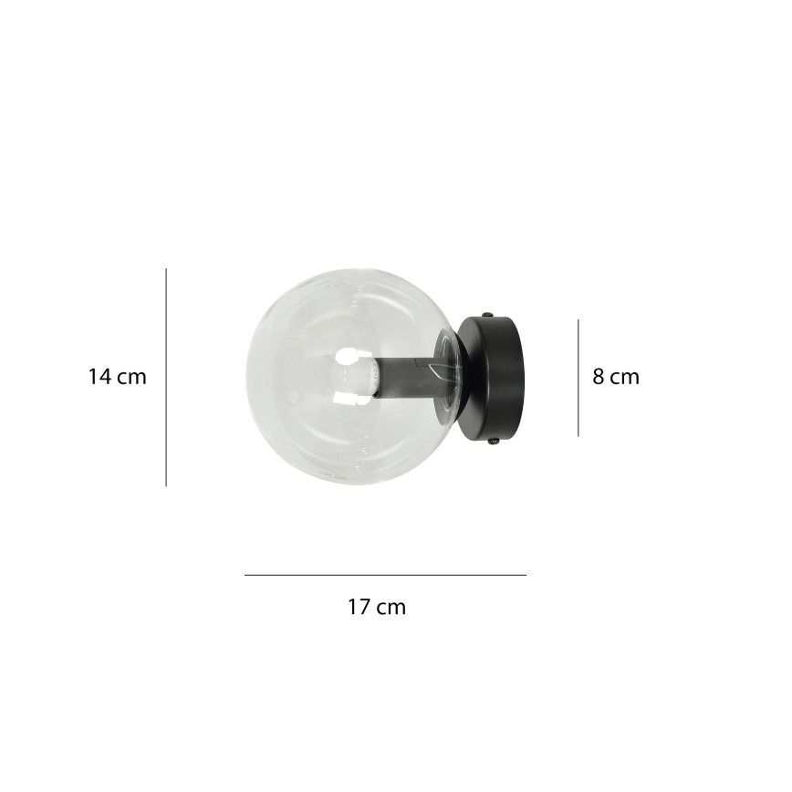 Zidna svjetiljka ROSSI 1xE14/10W/230V crna/prozirna