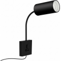 Zidna svjetiljka s USB-om PUNTO 1xGU10/9W/230V crna