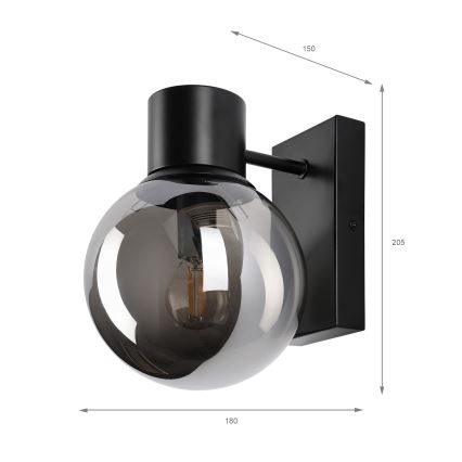 Zidna svjetiljka SFERIO 1xE14/5W/230V crna/dimljeno-crna