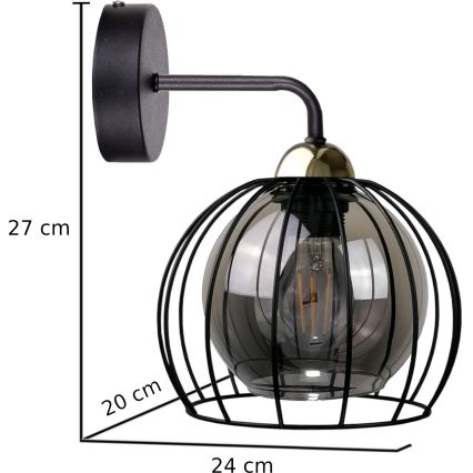 Zidna svjetiljka SOLO BLACK 1xE27/60W/230V crna/zlatna