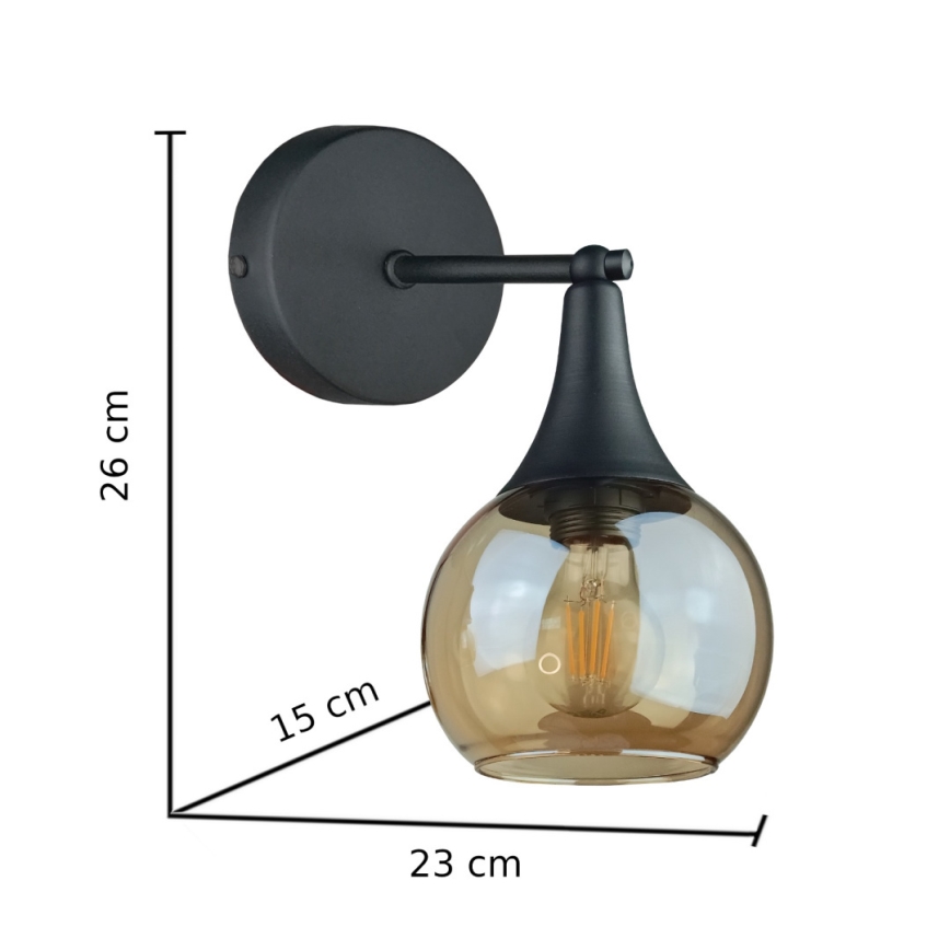Zidna svjetiljka STAR 1xE27/60W/230V crna/dimna bež