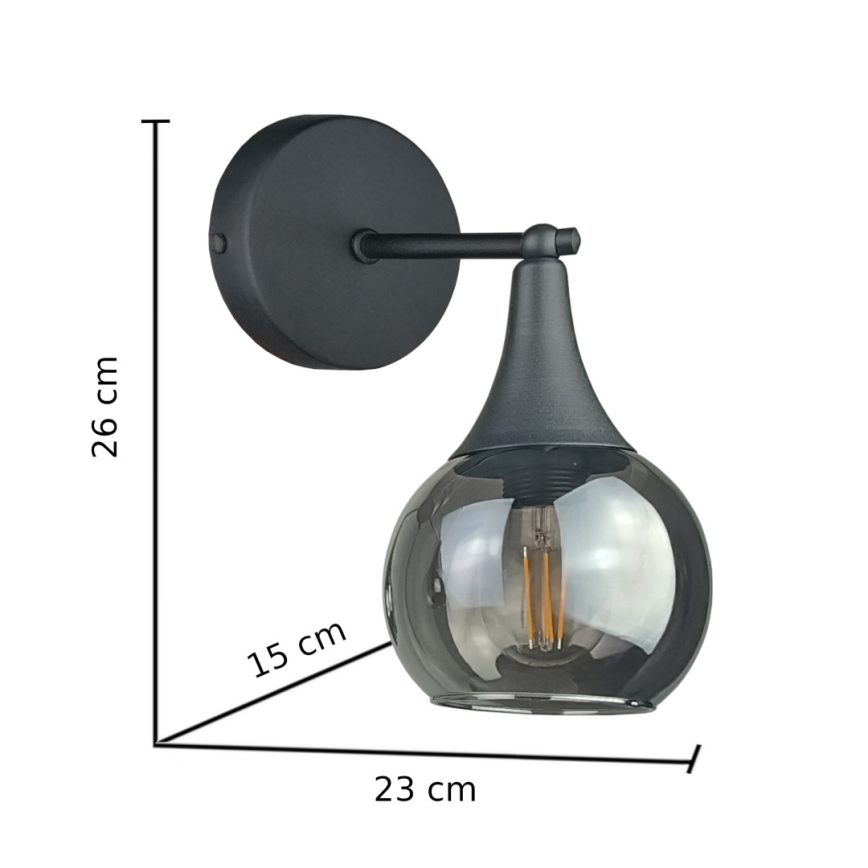 Zidna svjetiljka STAR 1xE27/60W/230V crna/dimna crna