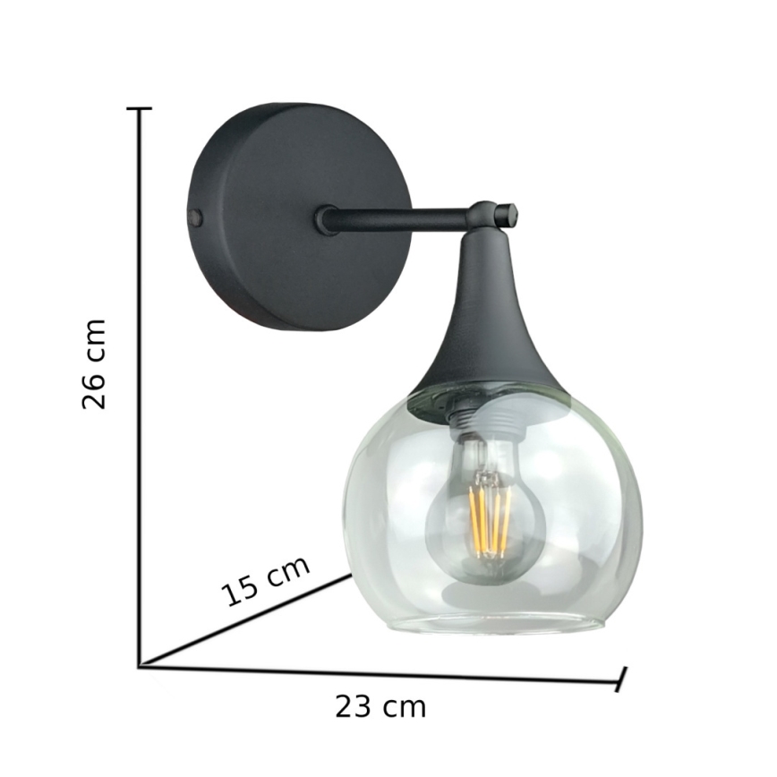 Zidna svjetiljka STAR 1xE27/60W/230V crna/prozirna