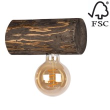 Zidna svjetiljka TRABO 1xE27/25W/230V orah – FSC certificirano