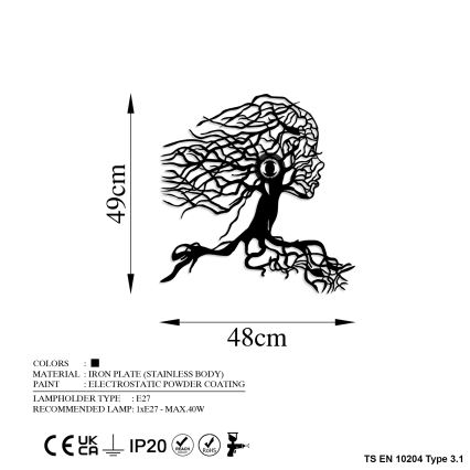 Zidna svjetiljka TREE WOMAN 1xE27/40W/230V crna