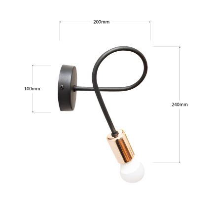 Zidna svjetiljka TUBE 1xE27/15W/230V crna