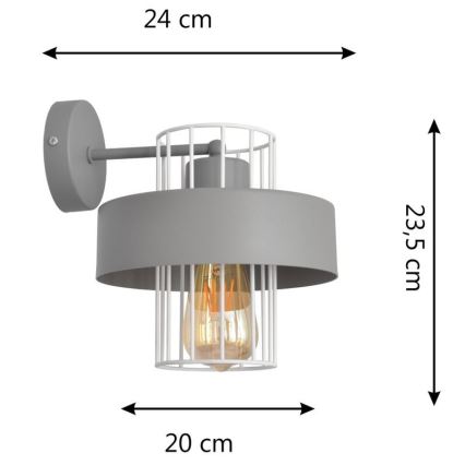 Zidna svjetiljka VOLTA 1xE27/15W/230V siva