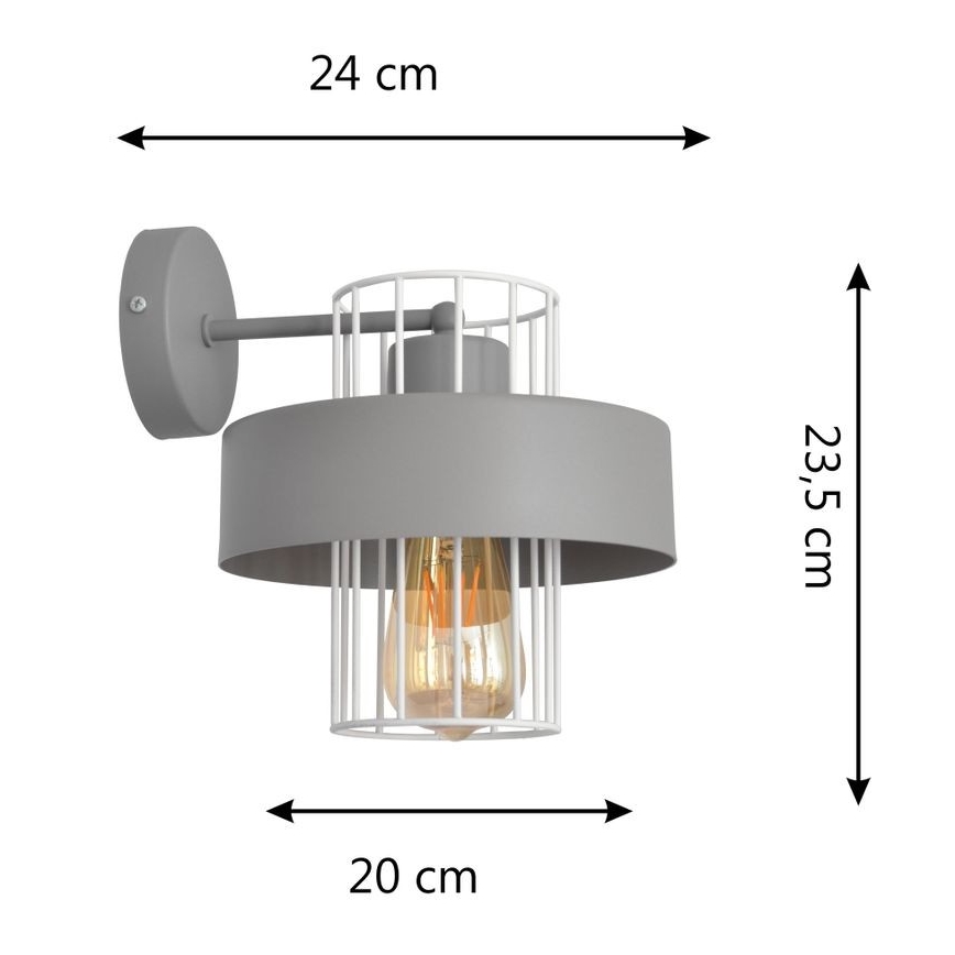 Zidna svjetiljka VOLTA 1xE27/15W/230V siva