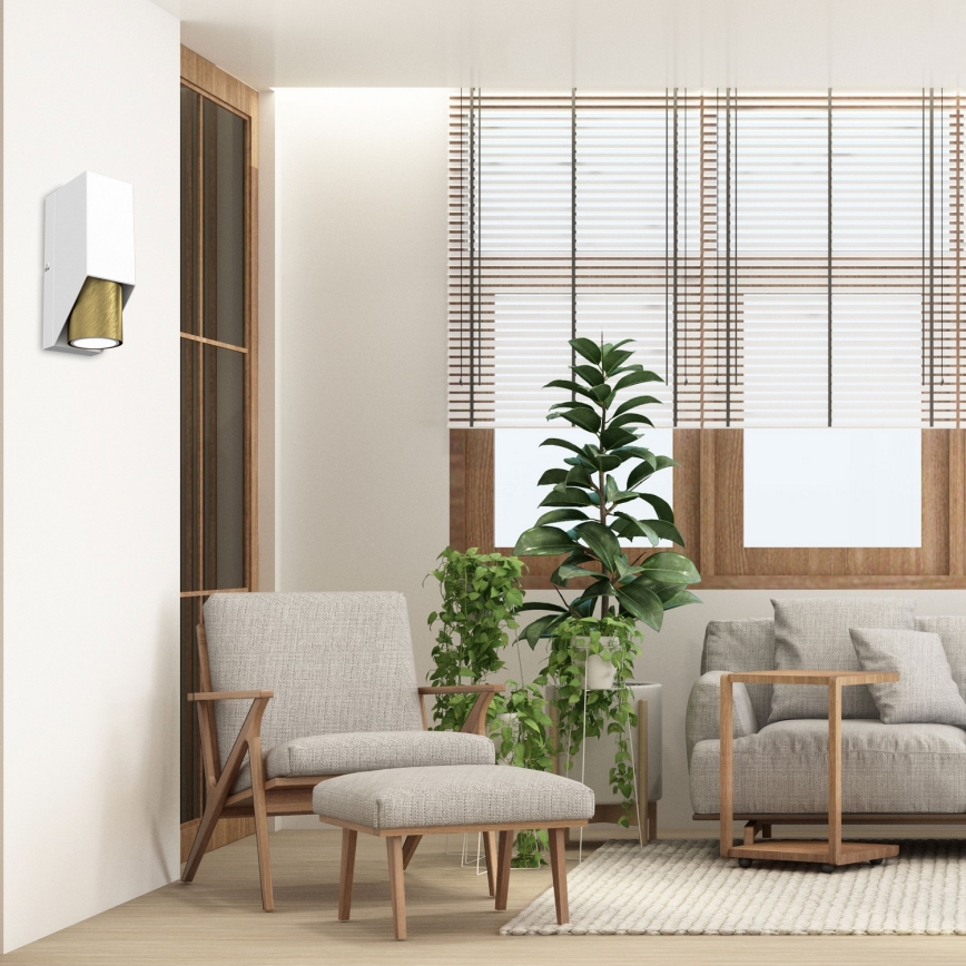 Zidna svjetiljka WALL 1xGU10/8W/230V bijela/mesing