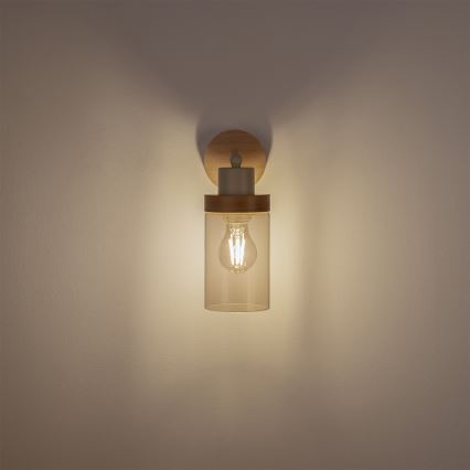 Zidna svjetiljka WOODNEST 1xE27/15W/230V borovina/krem