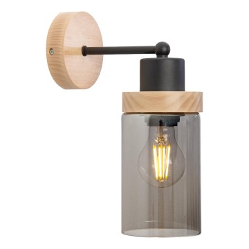 Zidna svjetiljka WOODNEST 1xE27/15W/230V borovina/zadimljena crna
