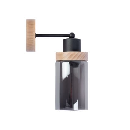 Zidna svjetiljka WOODNEST 1xE27/15W/230V borovina/zadimljena crna